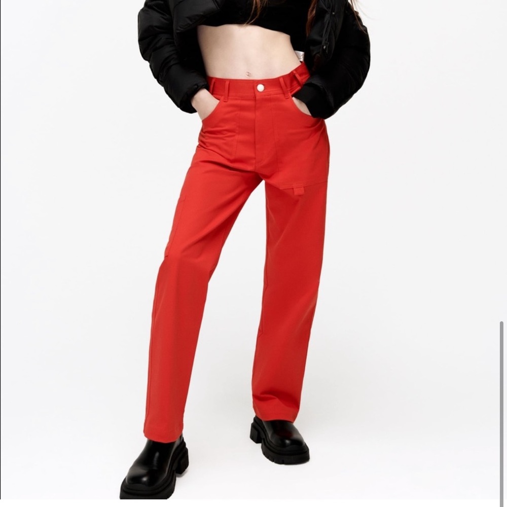 Zara red cargo pants — Size M — Brand New, Never Worn